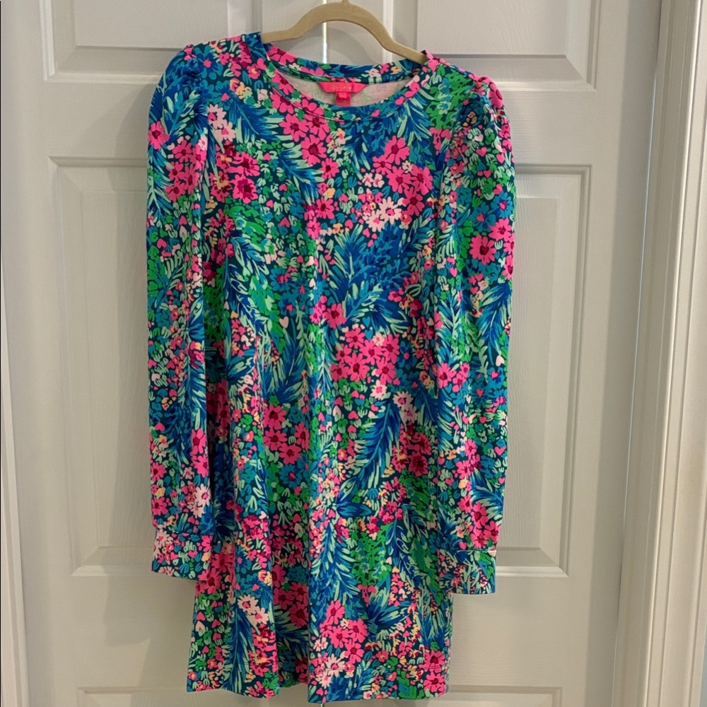 Lilly Pulitzer Floral Long Sleeve Dress - Pink, Green, Blue
